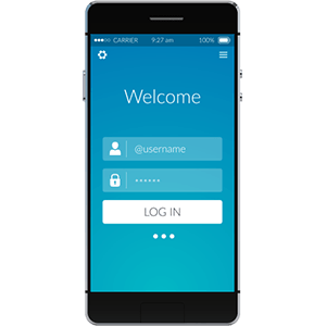 Salesforce App Cloud implementation represented by mobile with app login screen