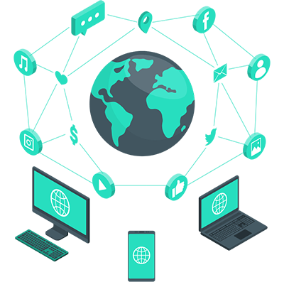 Salesforce Community Cloud represented by connected world graphic