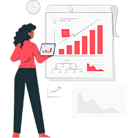 Salesforce consulting partner strategy services represented by businessperson with statistics