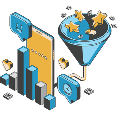 Salesforce Service Cloud represented by customer satisfaction graphic